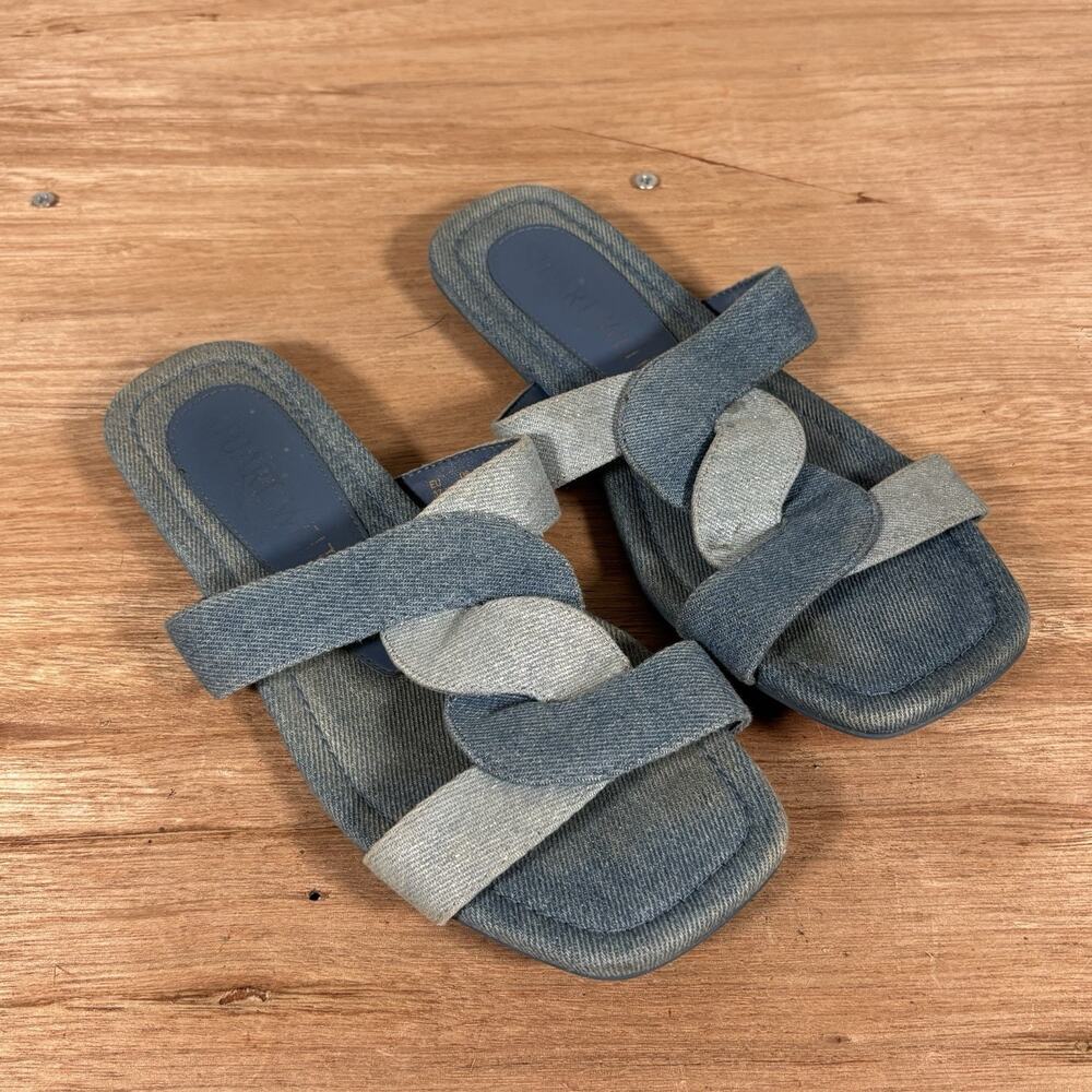 Stuart Weitzman Ibiza Slide Sandal Blue Denim Jeans Size 7B